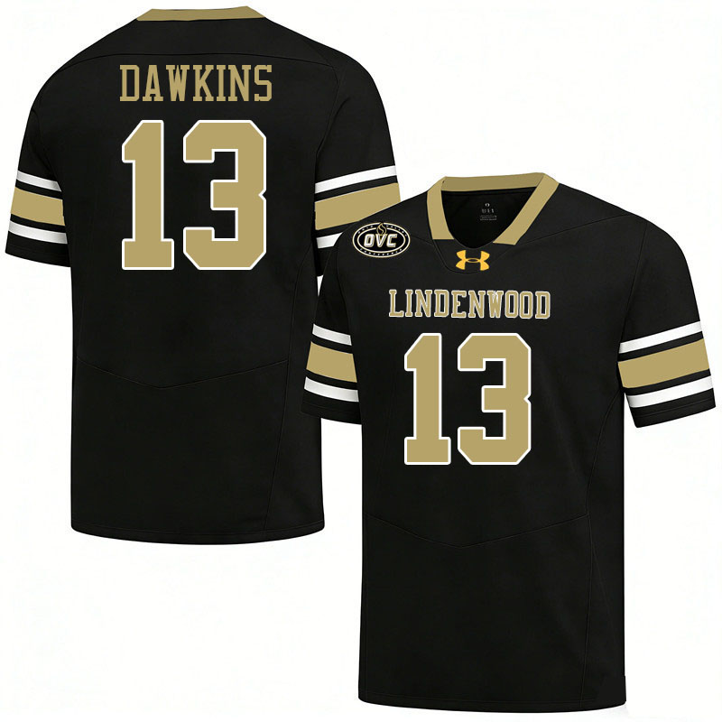 Lindenwood Lions #13 Alex Dawkins College Football Jerseys,Uniforms-Black